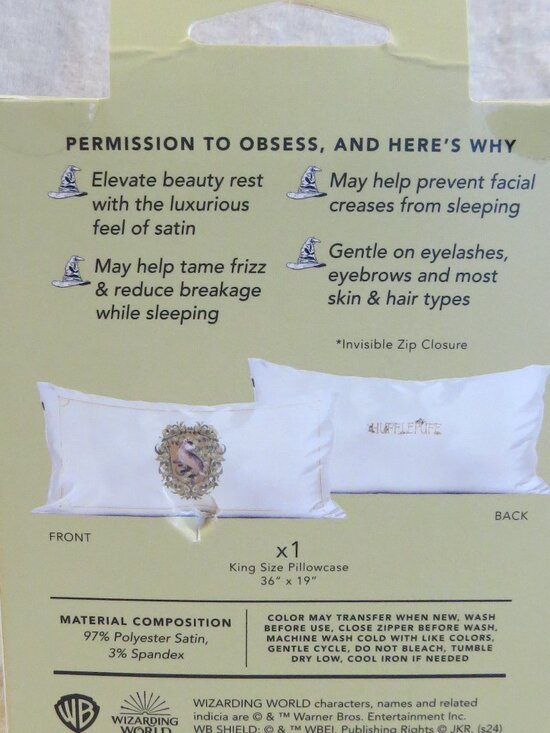 NEW Kitsch x Harry Potter Hufflepuff ~ The Satin Pillowcase - King - Picture 7 of 9